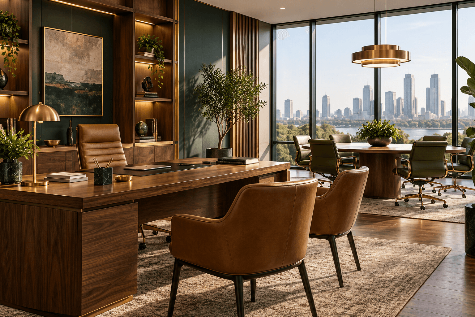 Illustrative commercial office with meeting area